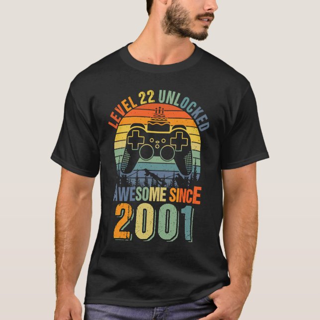 T-shirt Niveau 22 Déverrouillé Amusant 22e Joueur d'annive (Devant)