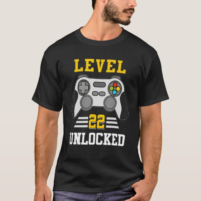 T-shirt Niveau 22 Déverrouillé Funny Video Jeu 22e anniver (Devant)