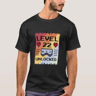 T-shirt Niveau 22 Déverrouillé Jeux d'anniversaire 22e
