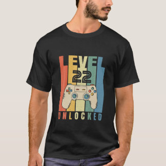 T-shirt Niveau 22 Jeu Déverrouillé 22E Anniversaire Décora