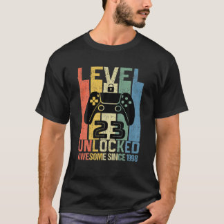 T-shirt Niveau 23 Déverrouillé Anniversaire Joueur stupéfi