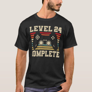 T-shirt Niveau 24 Gamer vidéo complet 24e anniversaire