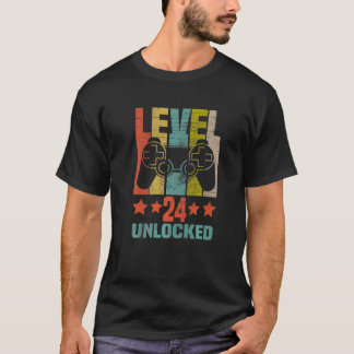 T-shirt Niveau 24 Joueur vidéo déverrouillé 24e anniversai