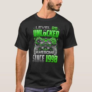 T-shirt Niveau 25 Débloqué Incroyable Depuis 1998 25e Anni