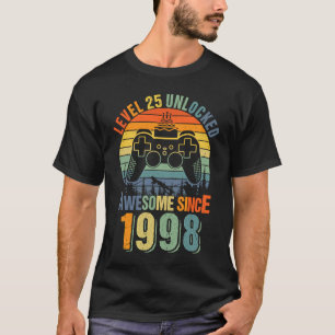 T-shirt Niveau 25 Déverrouillé 25e Anniversaire Joueur 199