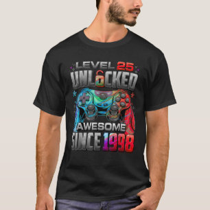 T-shirt Niveau 25 Déverrouillé stupéfiant depuis 1998 25e