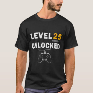 T-shirt Niveau 25 Jeu vidéo déverrouillé 25e anniversaire