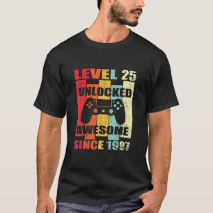 T-shirt Niveau 25 Joueur vidéo déverrouillé 25 ans Anniver