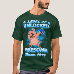 T-shirt Niveau 27 Joueurs déverrouillés Nés 1995 Pig 27t