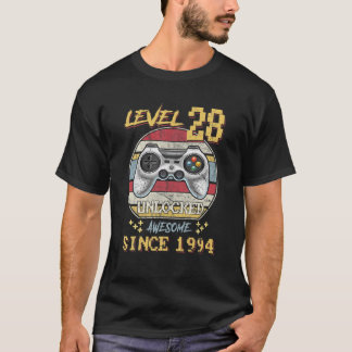 T-shirt Niveau 28 Anniversaire Déverrouillé 28 Anniversair