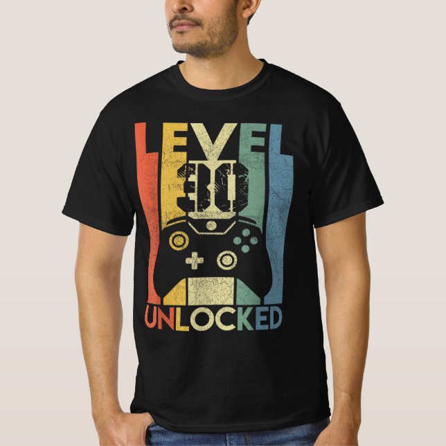 T-shirt Niveau 30 Amuseur Vidéo Amusant Déverrouillé , 30  (Devant)