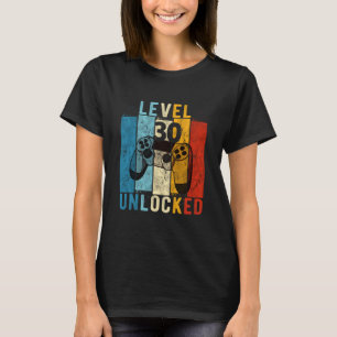 T-shirt Niveau 30 Débloqué Joueur de jeux vidéo 30 ans 30e