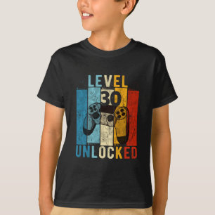 T-shirt Niveau 30 Débloqué Joueur de jeux vidéo 30 ans 30e