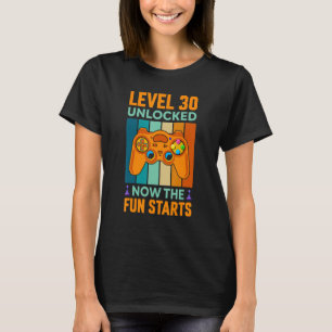 T-shirt Niveau 30 Déverrouillé 30e anniversaire jeu inspir