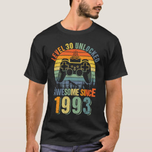 T-shirt Niveau 30 Déverrouillé 30e Anniversaire Joueur 199
