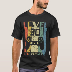 T-shirt Niveau 30 Déverrouillé 30e Joueur Vidéo Anniversai