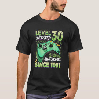 T-shirt Niveau 30 Déverrouillé Étonnant Jeu Vidéo 1991 30E