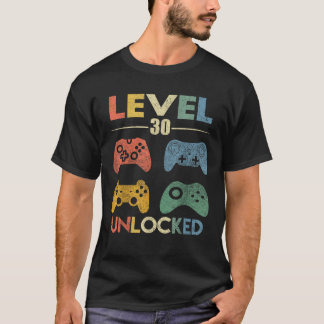 T-shirt Niveau 30 Déverrouillé Funny Video Gamer 30e anniv