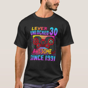 T-shirt Niveau 30 Déverrouillé Génial Depuis 1991 30E A