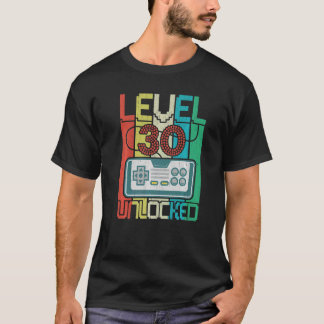 T-shirt Niveau 30 Jeu vidéo déverrouillé 30e anniversaire