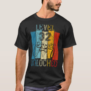 T-shirt Niveau 32 Déverrouillé Video Gamer 32e anniversair