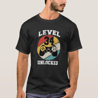 T-shirt Niveau 34 Déverrouillé 34 Ans Retro 80S 34E Birt