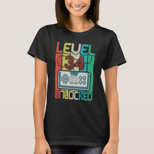 T-shirt Niveau 34 Jeu vidéo déverrouillé 34e anniversaire