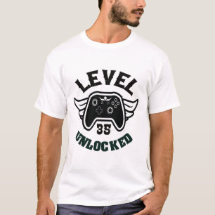 T-shirt Niveau 35 Débloqué 35 Anniversaire Gaming 35 Anniv