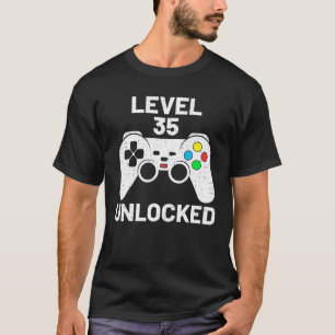 T-shirt Niveau 35 Déverrouillé Amusant Vidéo Gamepad 35e
