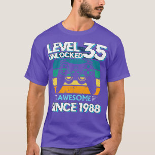 T-shirt Niveau 35 Déverrouillé Awesome 1988 35e Anniversai