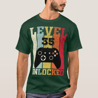 T-shirt Niveau 35 Déverrouillé Vidéo amusante 35e annivers