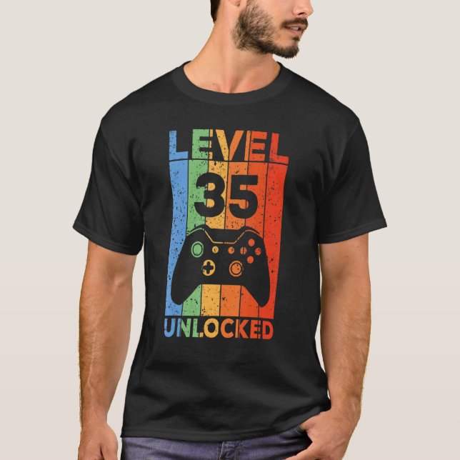 T-shirt Niveau 35 Jeu vidéo déverrouillé 35e anniversaire (Devant)