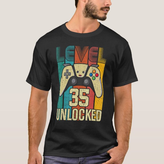 T-shirt Niveau 35 Jeu vidéo déverrouillé 35e anniversaire (Devant)