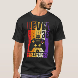 T-shirt Niveau 36 Anniversaire déverrouillé Niveau 36e Ann