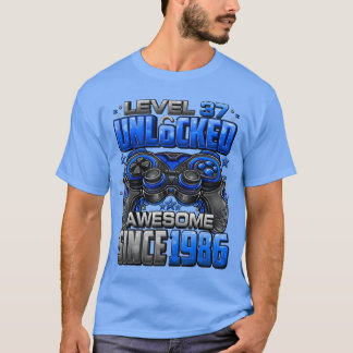 T-shirt Niveau 37 Débloqué Incroyable Depuis 1986 37e Anni