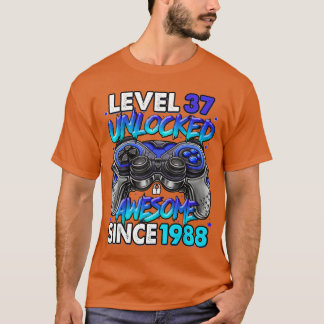 T-shirt Niveau 37 Débloqué Incroyable Depuis 1988 37e Anni