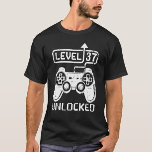 T-shirt Niveau 37 Déverrouillé Jeu vidéo de 37e Anniversai