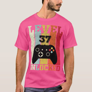 T-shirt Niveau 37 Déverrouillé Vidéo amusante 37e annivers