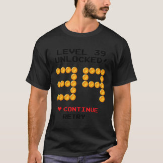 T-shirt Niveau 39 Jeu Vidéo Déverrouillé 24E Anniversaire