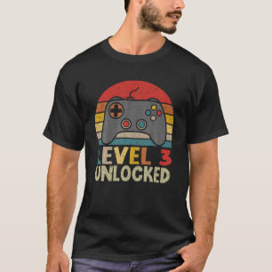 T-shirt Niveau 3 Déverrouillé Funky Video Gamer 3E Anniver