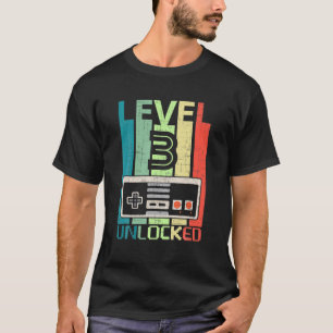 T-shirt Niveau 3 Jeu vidéo déverrouillé 3ème cadeau d'anni