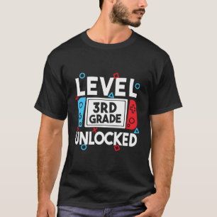 T-shirt Niveau 3E Année Déverrouillé Retour À L'École Jeu