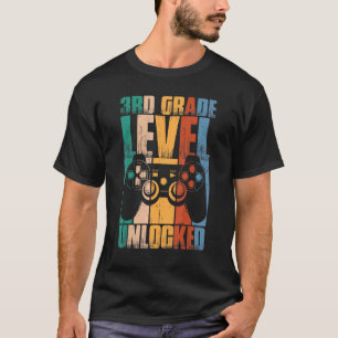 T-shirt Niveau 3E Année Déverrouillé Retour À L'École Jeu