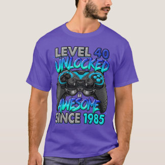 T-shirt Niveau 40 Débloqué Incroyable Depuis 1985 40e Anni