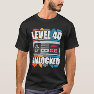 T-shirt Niveau 40 Déverrouillé 40e Anniversaire Vidéo Game