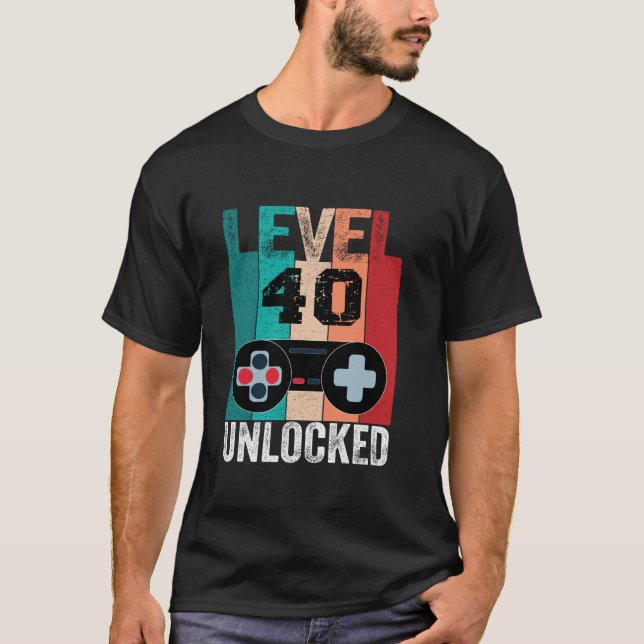 T-shirt Niveau 40 Déverrouillé Anniversaire Contrôleur de  (Devant)