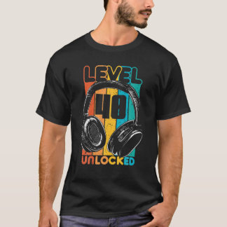 T-shirt Niveau 40 Déverrouillé Jeu Vidéo 40E Anniversaire 