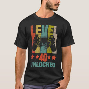 T-shirt Niveau 40 Joueur vidéo déverrouillé 40e anniversai