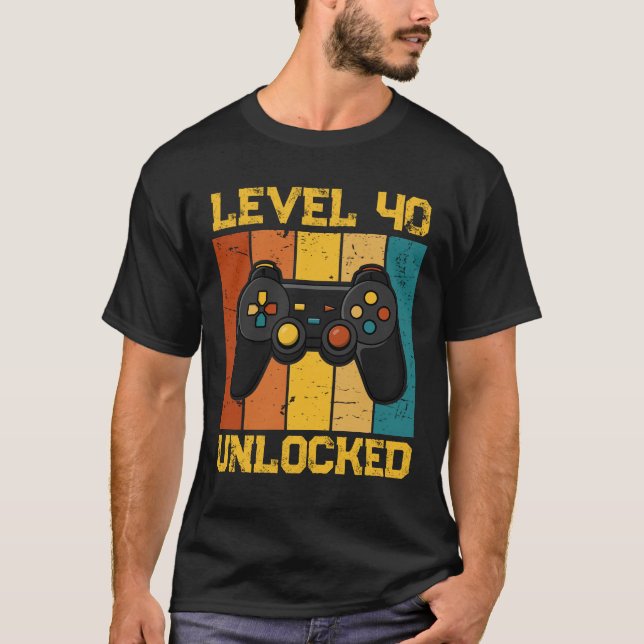 T-shirt Niveau 40e Anniversaire rétro déverrouillé (Devant)