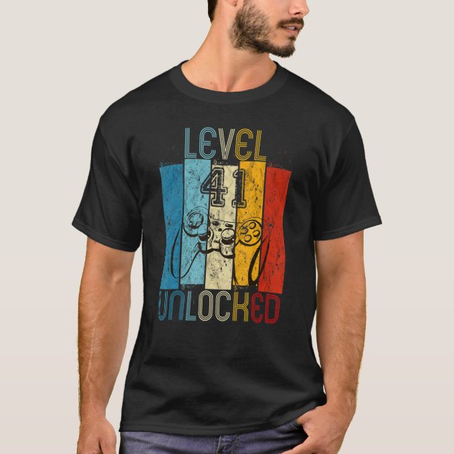 T-shirt Niveau 41 Déverrouillé Jeu vidéo 41e anniversaire (Devant)